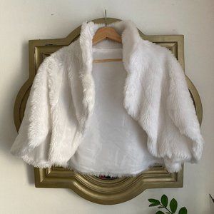 White Faux Fur Cropped Vest
